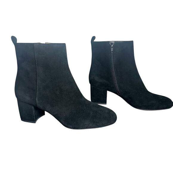 Gianni Bini Black Suede Leather Ankle Boots Block Heel Zip Size 8M - Picture 10 of 11